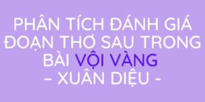 Phân tích đánh giá đoạn thơ sau trong bài Vội vàng – Xuân Diệu