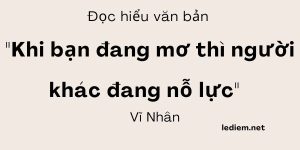 Đọc hiểu Khi bạn đang mơ thì người khác đang nỗ lực