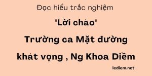 Trắc nghiệm lời chào (nguyễn khoa điềm) ; đọc hiểu lời chào trường ca mặt đường khát vọng ; trắc nghiệm lời chào trường ca mặt đường khát vọng