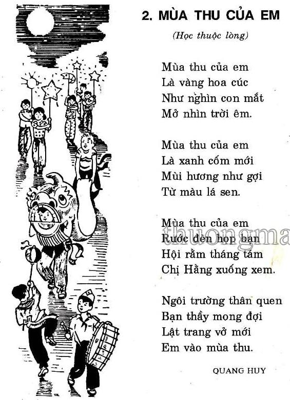 mùa thu của em ; mùa thu của em quang huy ; đọc hiểu mùa thu của em ; trắc nghiệm mùa thu của em