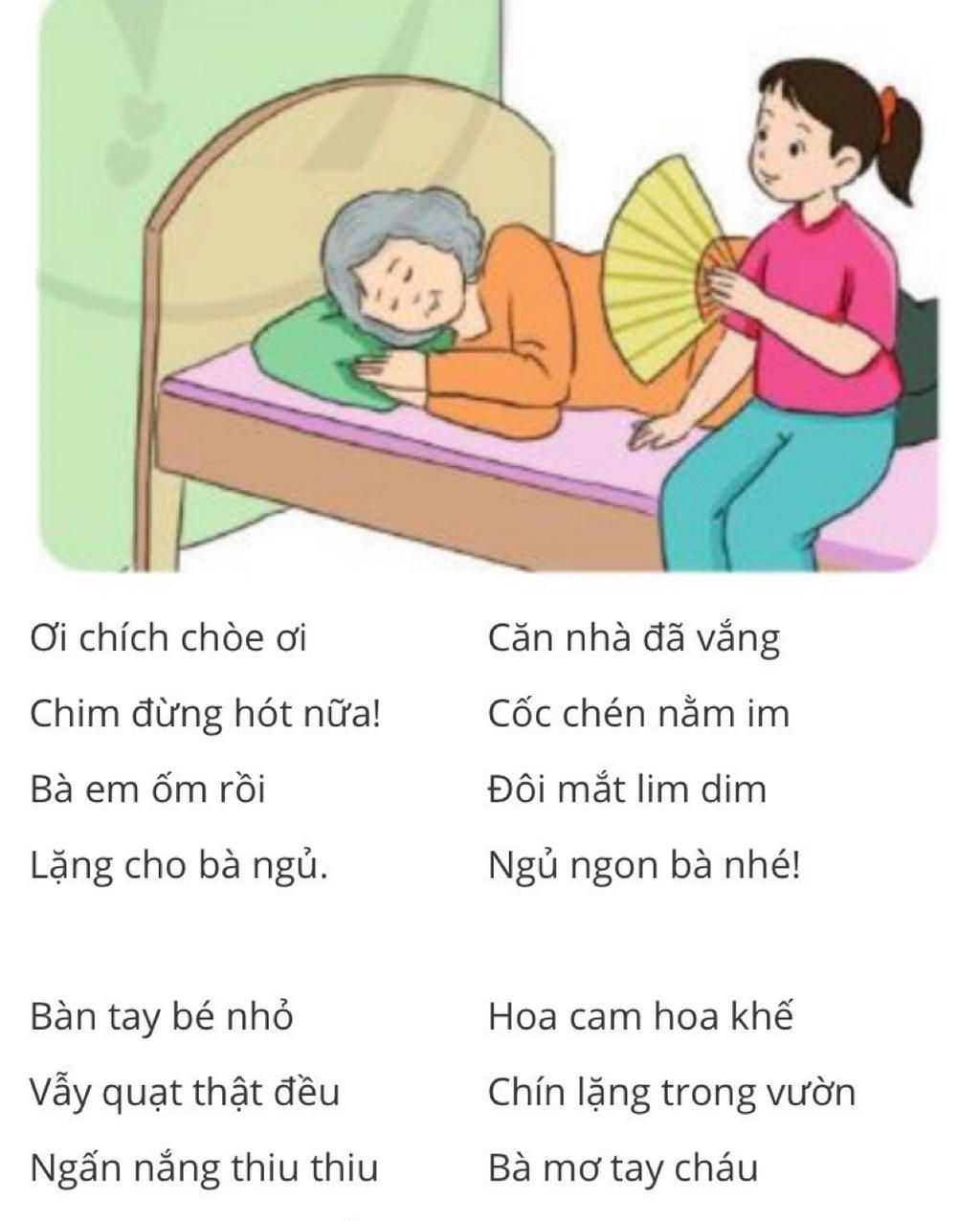 Phân tích bài thơ Quạt cho bà ngủ ; Cảm nhận về bài thơ Quạt cho bà ngủ ; Viết đoạn văn ghi lại cảm xúc về một bài thơ Quạt cho bà ngủ 