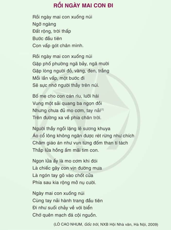 rồi ngày mai con đi ; đọc hiểu rồi ngày mai con đi ; đọc hiểu rồi ngày mai con đi lò cao nhum