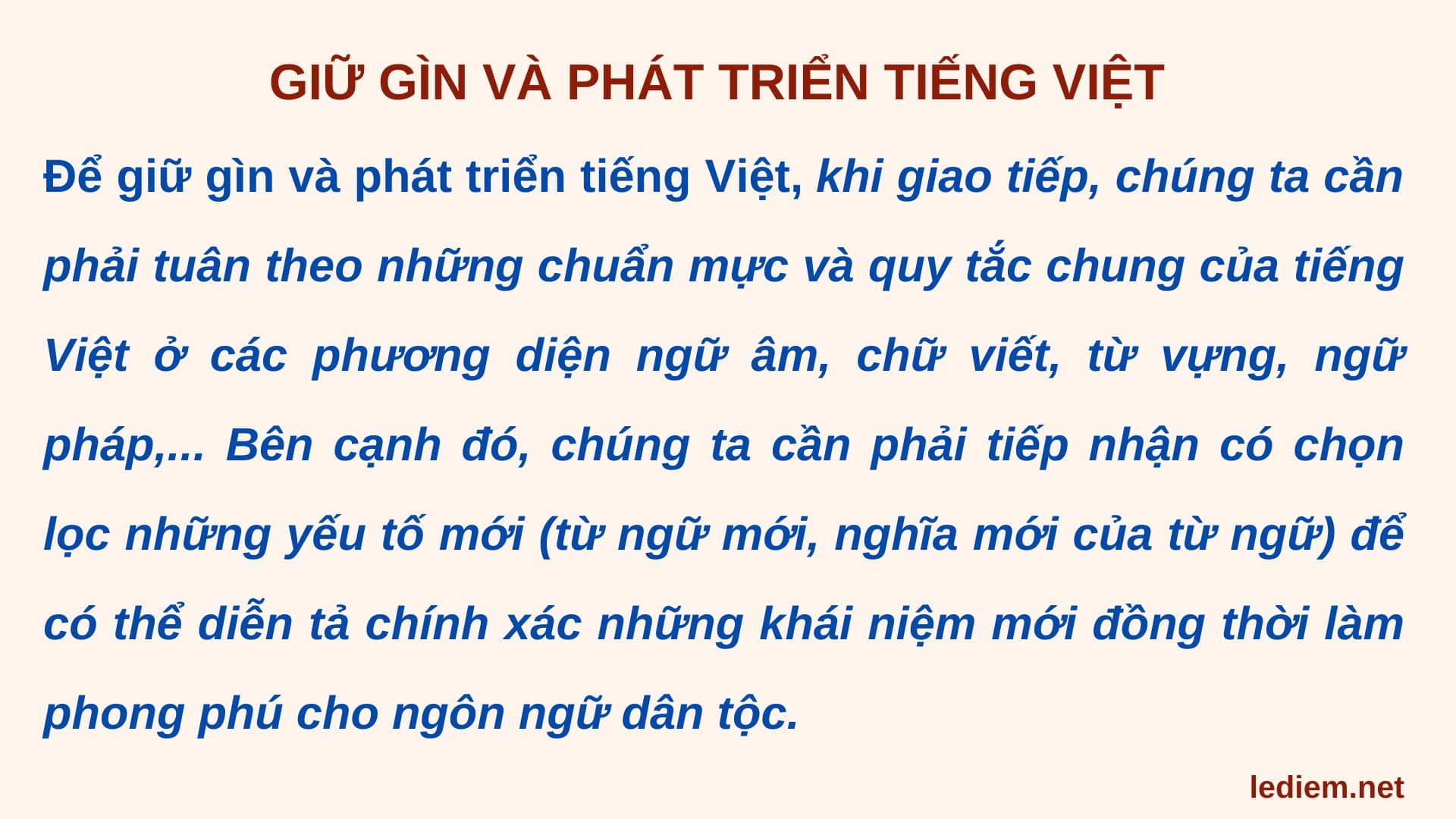 giữ gìn và phát triển tiếng việt ; soạn bài giữ gìn và phát triển tiếng việt